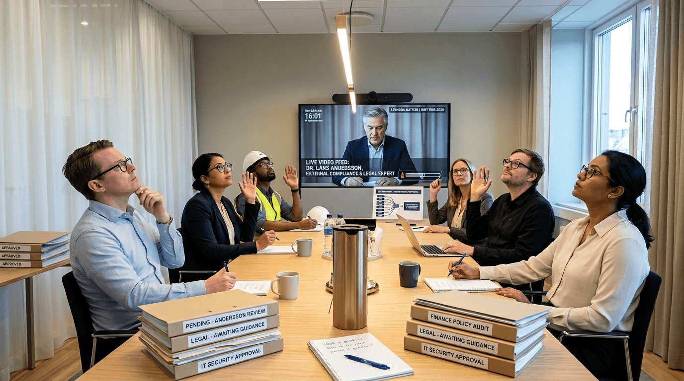 Ett compliance-team begravt i kalkylark inför revision — arbetet som borde löpa året runt.